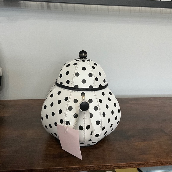 Kate Spade Black and White Polka Dot Teapot Bag - - Picture 2 of 2